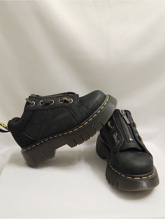 Dr. Martens Shoes - Dr. Martens Woodard Lo Zip Black Leather Shoes (W Size 5)